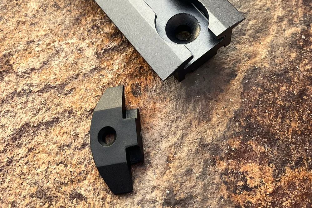 Glass-filled nylon end caps for the Venture L-Track profiles